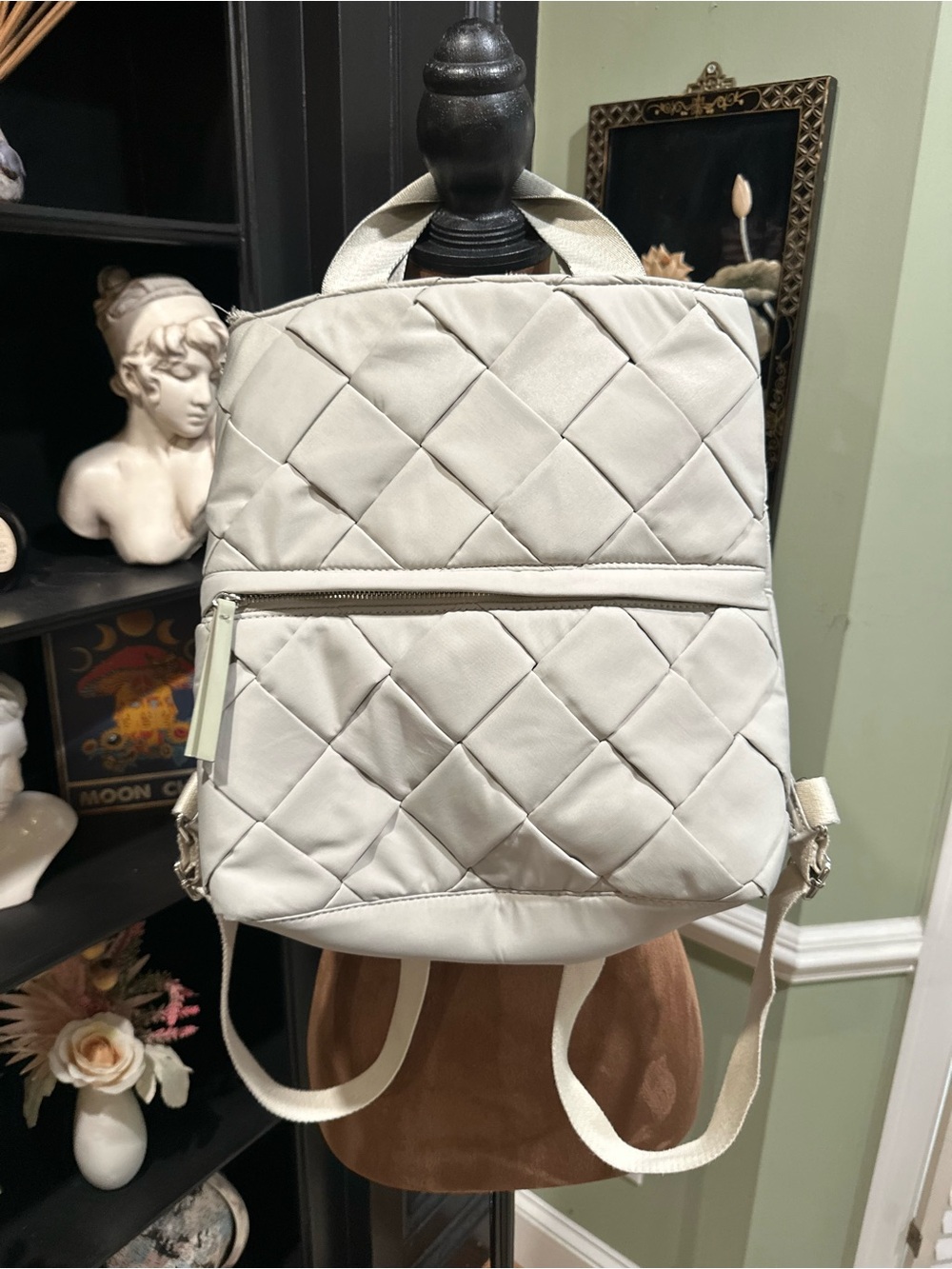 House of Harlow 1960 Quilted Gray Backpack – Gold Hardware